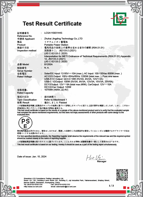 LCSA11093144S-J62133 Zertifikat