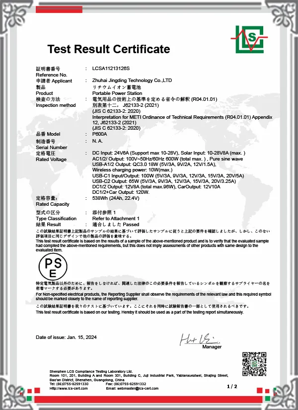 LCSA11213126S-J62133 Zertifikat