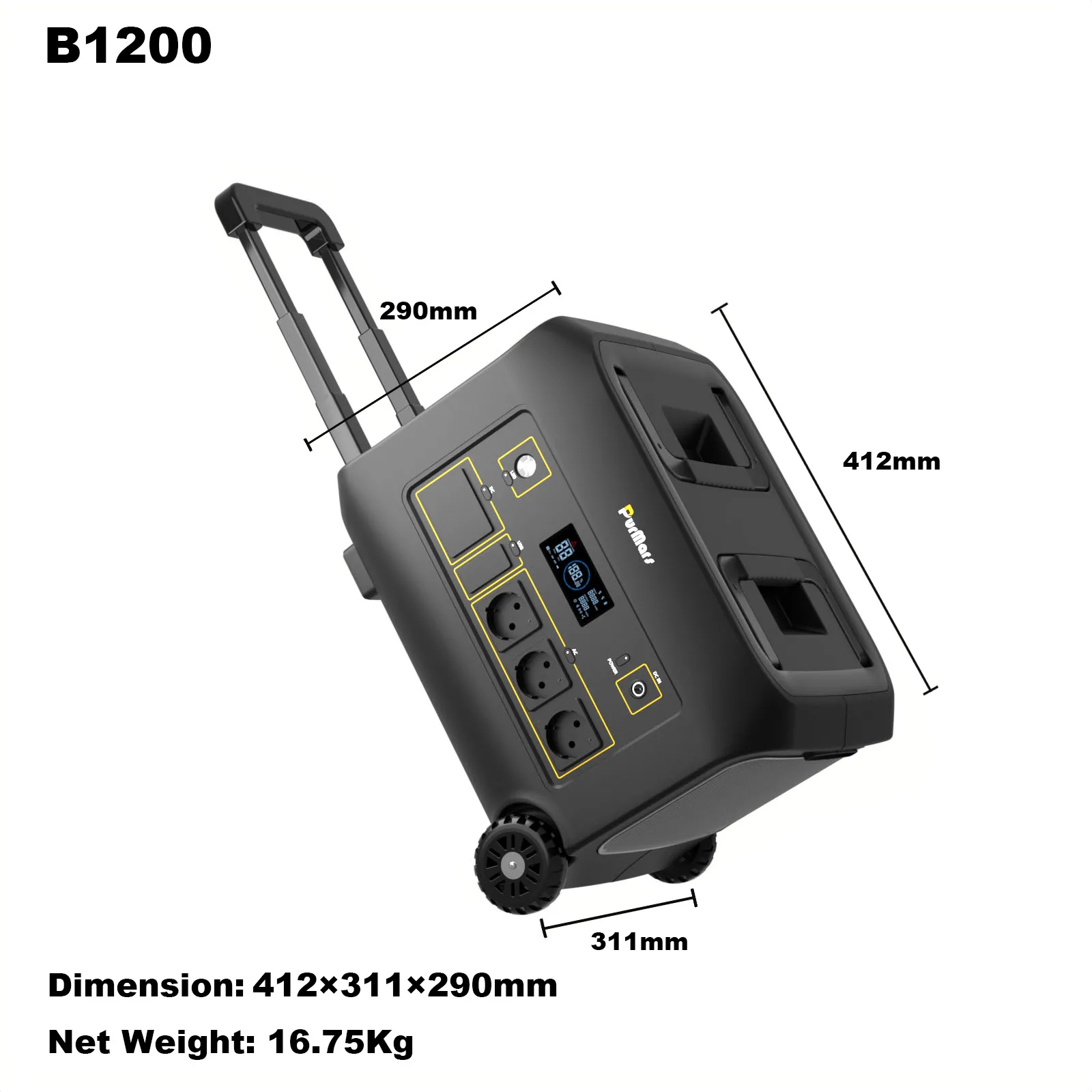 Solarer mobiler NotstromgeneratorSolare mobile Notstromversorgung B1200A/E|1200W|Griffe & Räder|Smart-App
